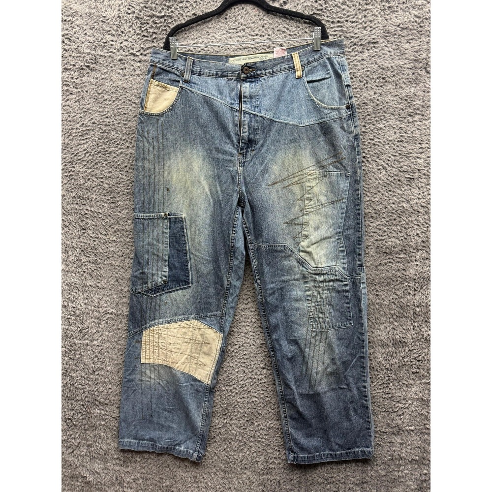 Vintage 90's Paco Jean Company Patchwork Baggy Denim Jeans Mens Size 38 x 33